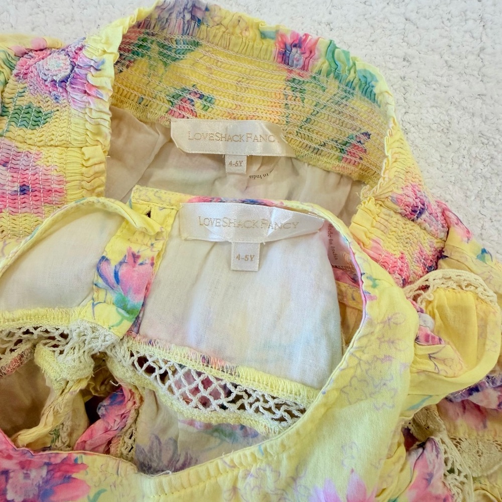 LoveShackFancy Yellow Floral Ruffle Set 
Size 4-5 - Picture 4 of 4